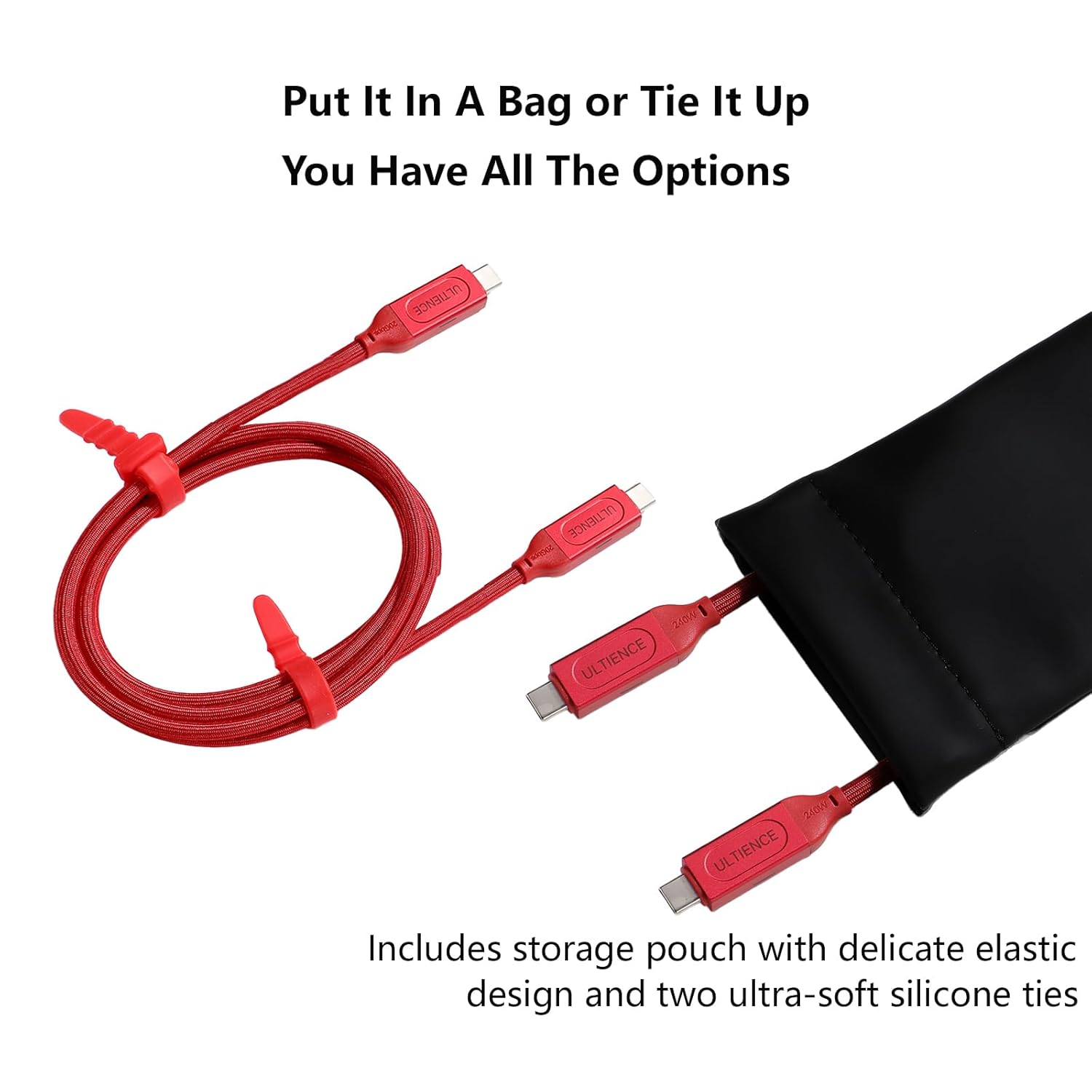 Cable USB-C a USB-C de 240 W de carga rápida, compatible con monitor Thunderbolt 3USB4PD8K, cable trenzado de 4.9 pies con indicador LED