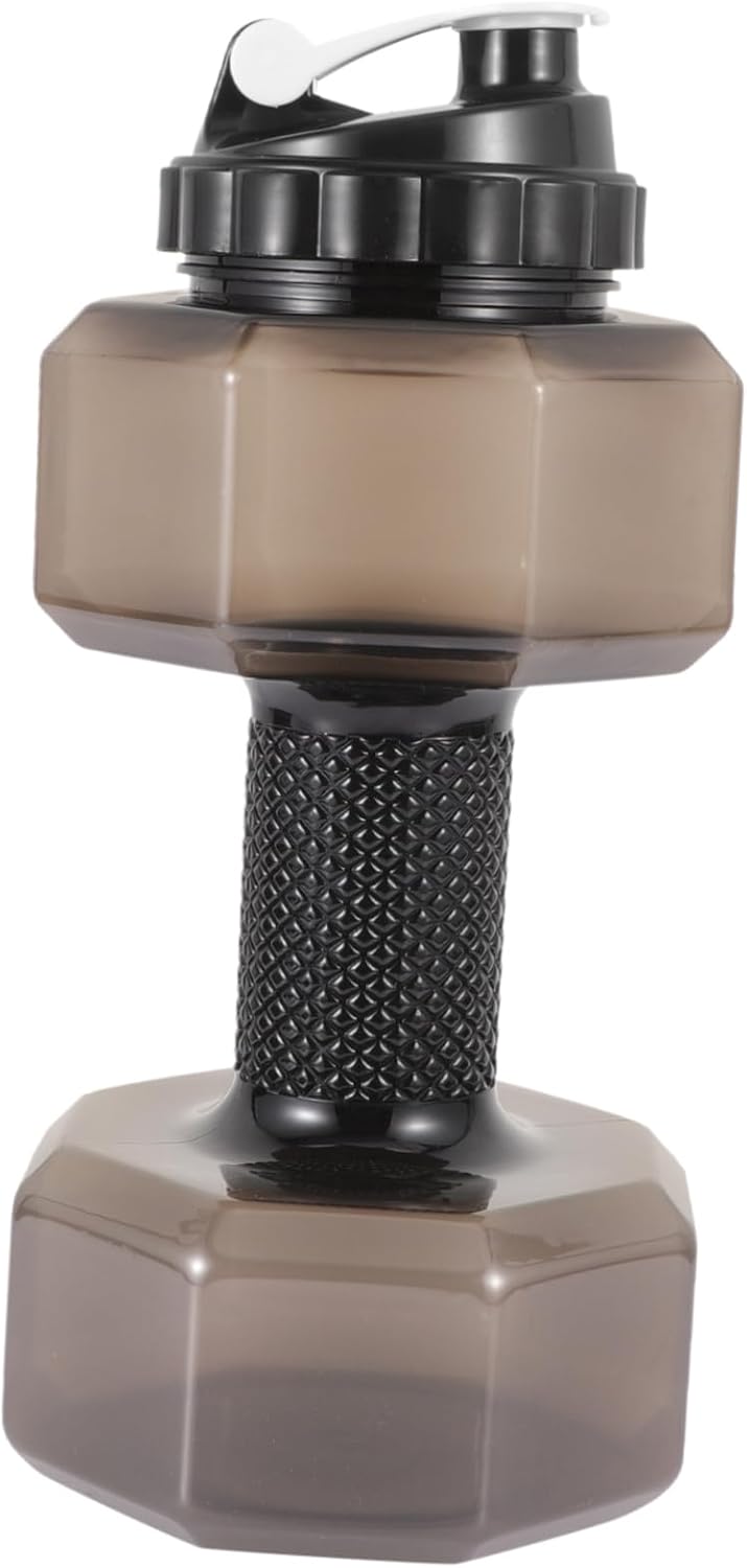 Kisangel Botella de agua con mancuernas, vasos de agua de plástico, máquina de gimnasio portátil, soporte de agua para bicicleta, gimnasio, botella