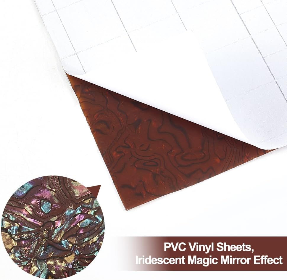 OLYCRAFT Hojas de calcomanías de concha de abulón de 8 x 12 pulgadas, hojas de vinilo de PVC autoadhesivas 3D, calcomanías negras iridiscentes para