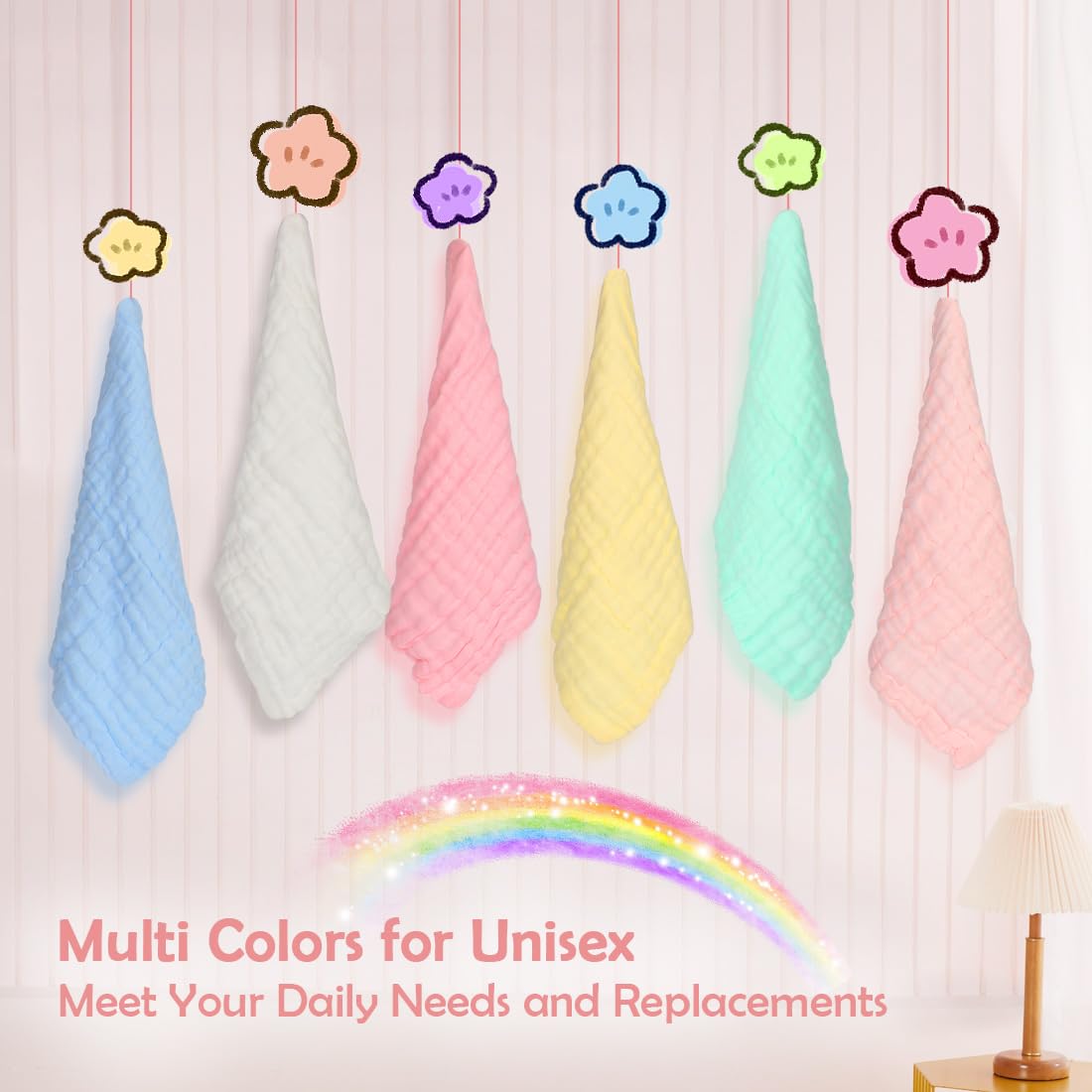 Orighty Paquete de 6 paños de muselina para bebé, paños suaves para recién nacidos, toallas absorbentes de baño y cara para bebé, toallitas para