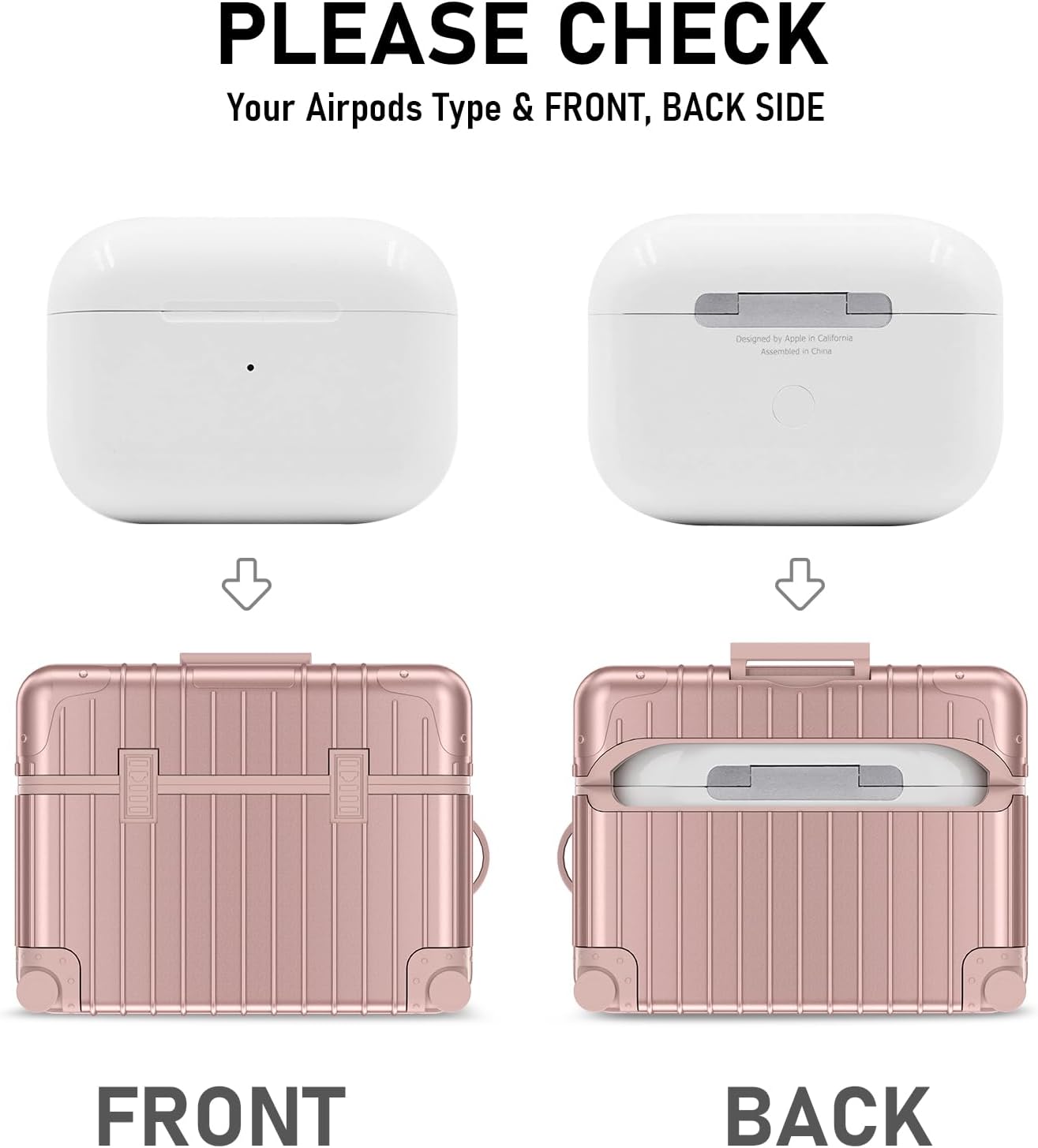 KOREDA – Funda rígida para AirPods Pro 2, diseño de maleta divertida y bonita para Airpods Pro de 2 generación1 generación (202320222019) con kit de