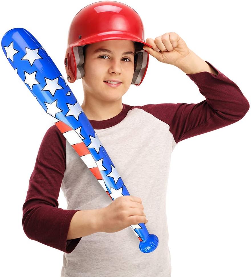 ArtCreativity Inflable de bate de béisbol con bandera estadounidense, juego de 3, accesorios de disfraz patriótico, decoración del 4 de julio y