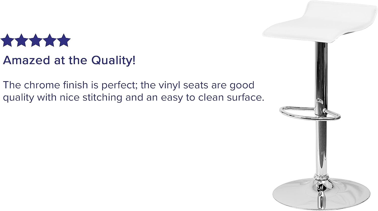 Flash Furniture taburete alto de diseño contemporáneo, vinilo negro, ajustable, con base cromada, Madera Noble Microfibra, Blanco