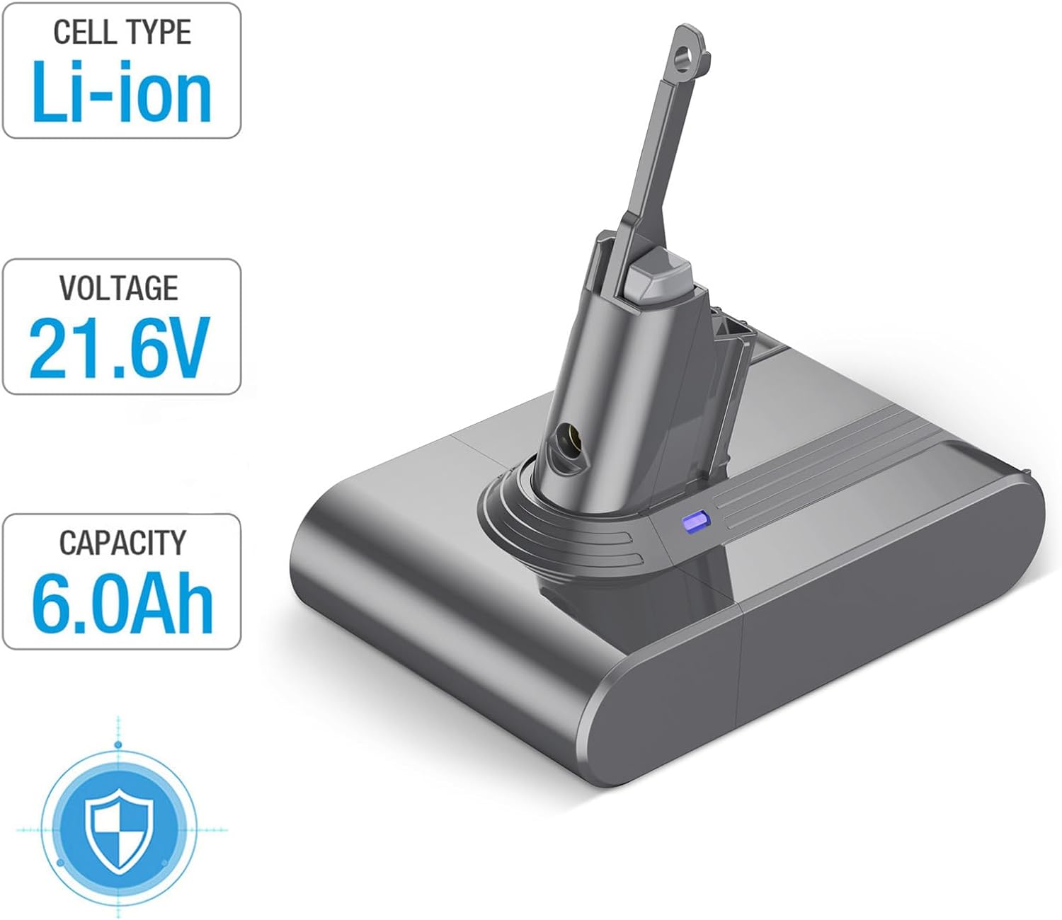 Powerextra Reemplazo de batería V7 de 6.0Ah 21.6V compatible con SV11 V7 Motorhead V7 Trigger V7 HEPA V7 Coche+Boat V7 Absolute V7 Aspiradoras de