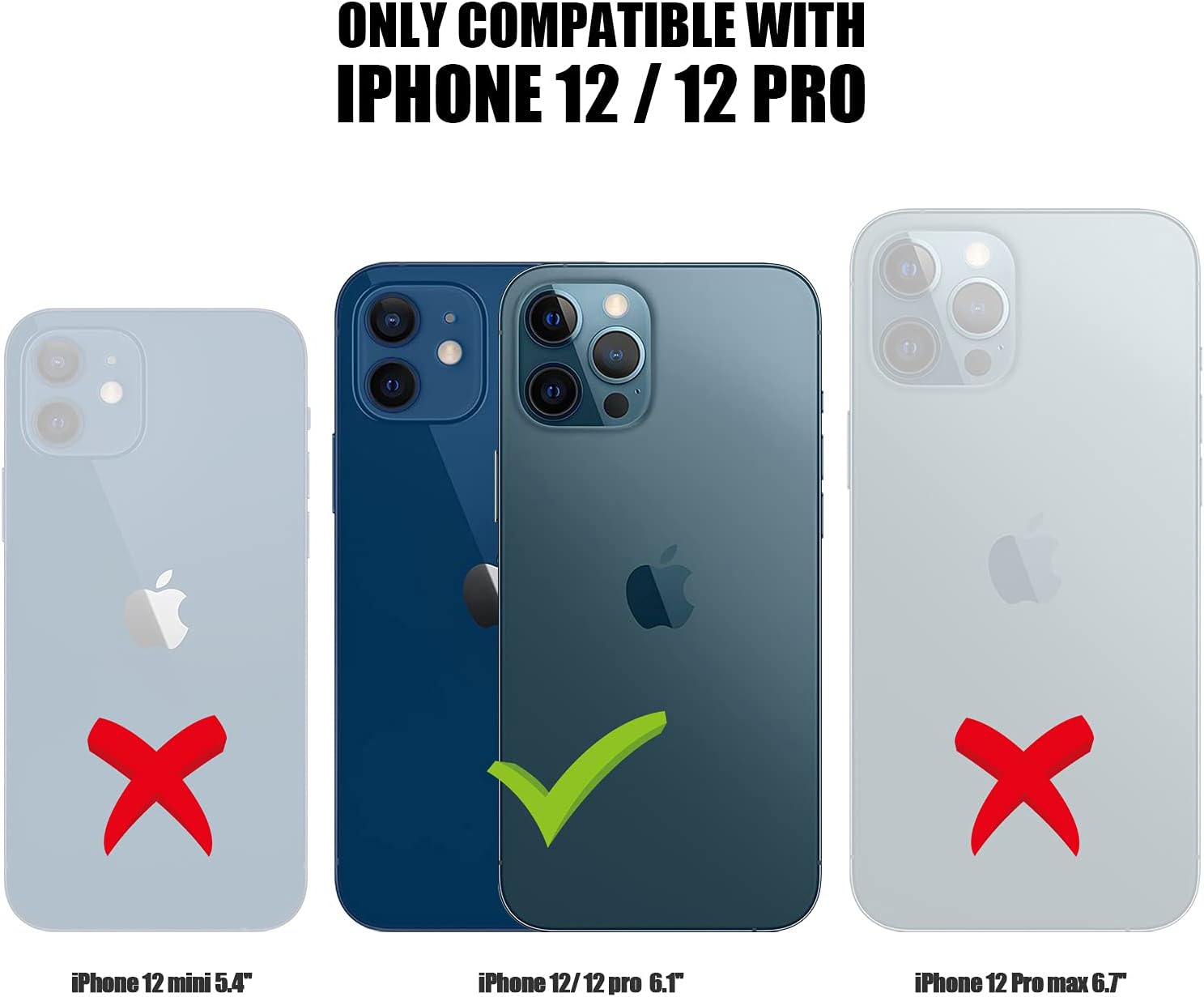 Nvollnoe Funda para iPhone 12, iPhone 12 Pro con tarjetero resistente de protección de doble capa a prueba de golpes, ranura para tarjeta oculta,