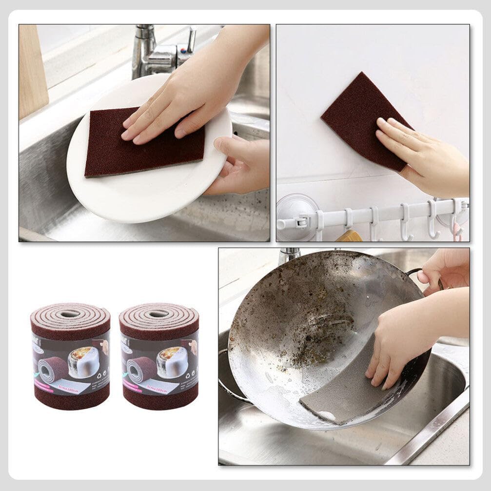 Healeved 2 rollos Emery Cepillo de limpieza de cocina, esponjas lavables para platos, cepillo de baño, esponjas de limpieza, esponjas de limpieza
