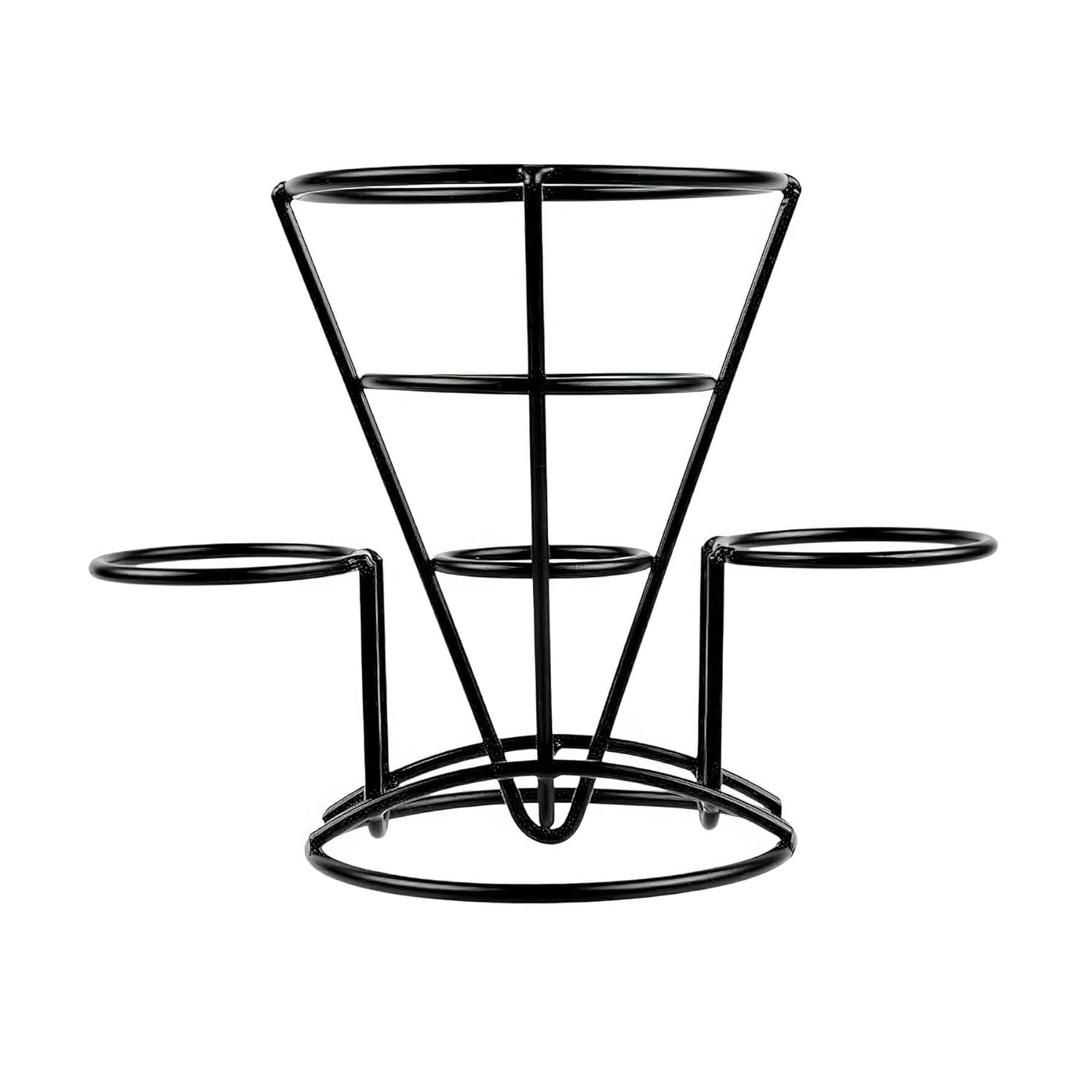 G.E.T. Enterprises – Soporte de metal negro para papas fritas con dos soportes para tazas de salsa, colección de utensilios especiales con