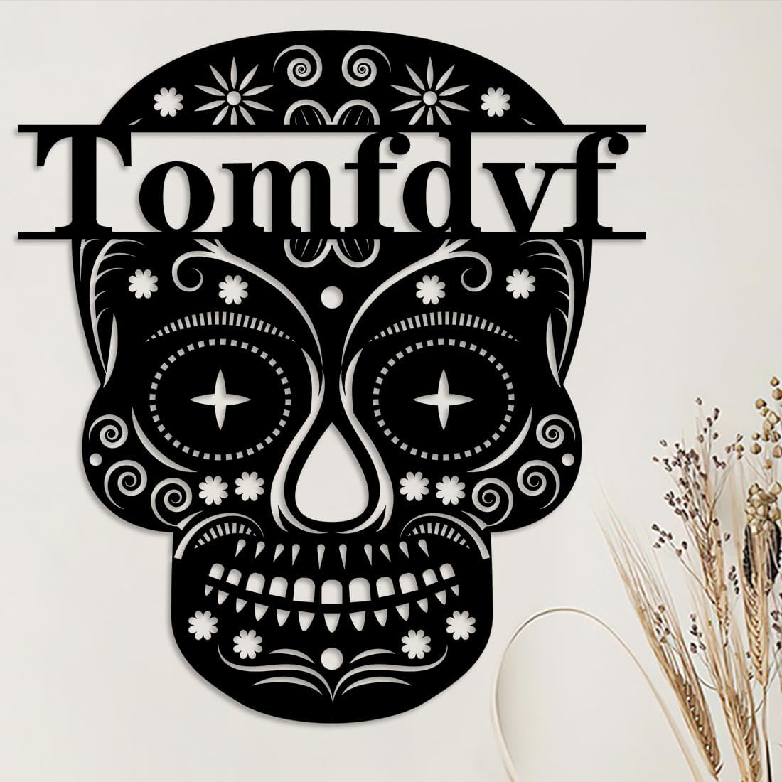 Letrero personalizado de calavera de Halloween con luces LED, esqueleto espeluznante familiar, letrero de metal de 16 colores, lámpara RGB, nombre