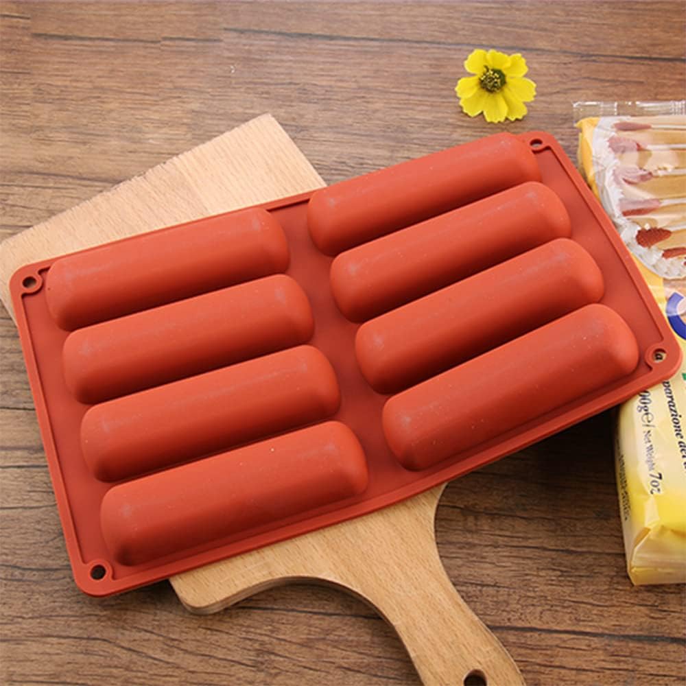 Molde de silicona para galletas de dedo, molde de barra de chocolate, molde antiadherente de silicona para pastel Twinkie, molde rectangular para