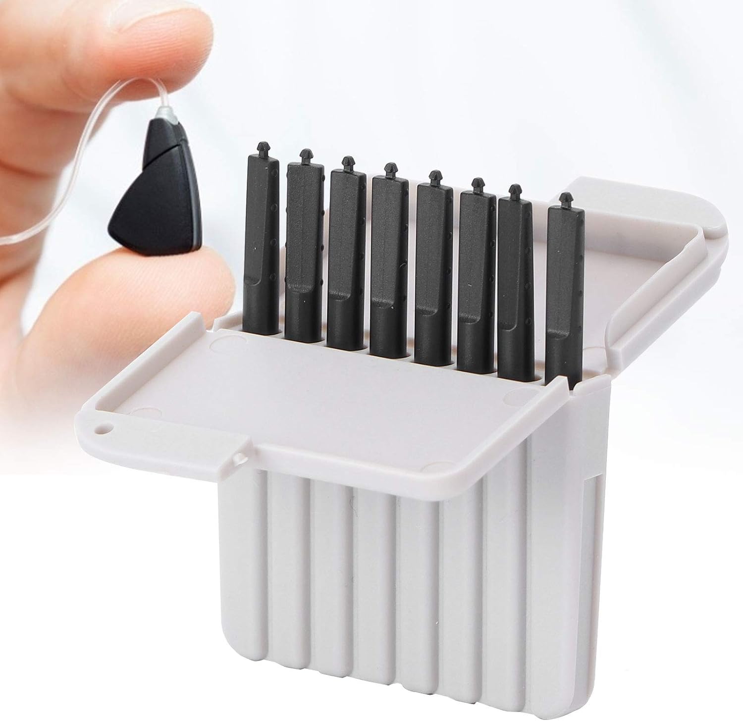 Caja de 8 piezas de protección auditiva, filtros protectores de cera de oído de 0.047 pulgadas, accesorio de asistencia auditiva de plástico para