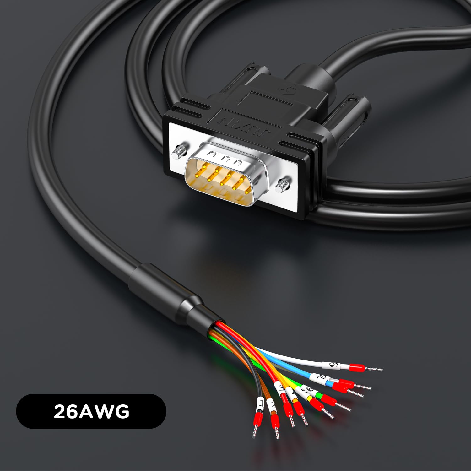 DB9 – Cable serie RS232 de 5 pies, DB9 macho a cable desnudo con marcador de cable, conector D-SUB de 9 pines RS232 a cable de alambre desnudo, 9