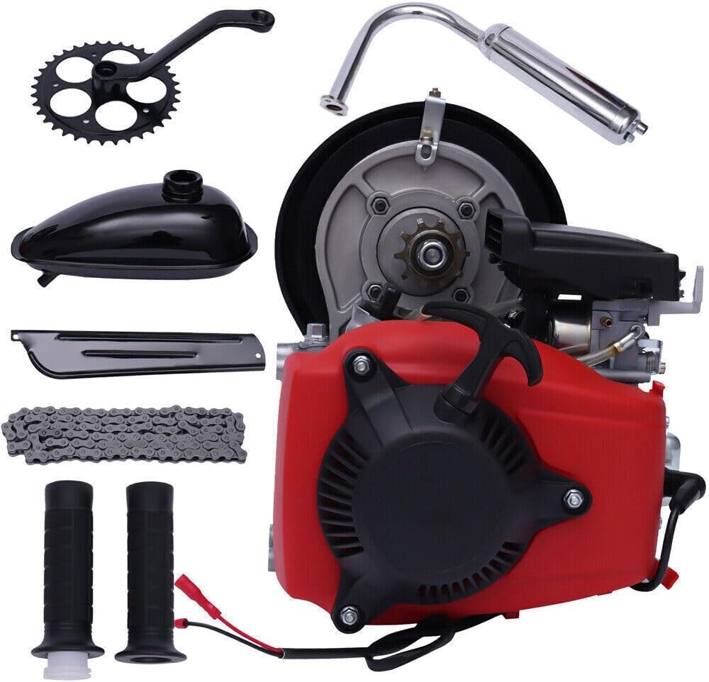 LYNICESHOP Kit de motor de bicicleta de 4 tiempos, motor de bicicleta motorizada de gasolina de 49 cc, para bicicleta normal de marco en V de 28