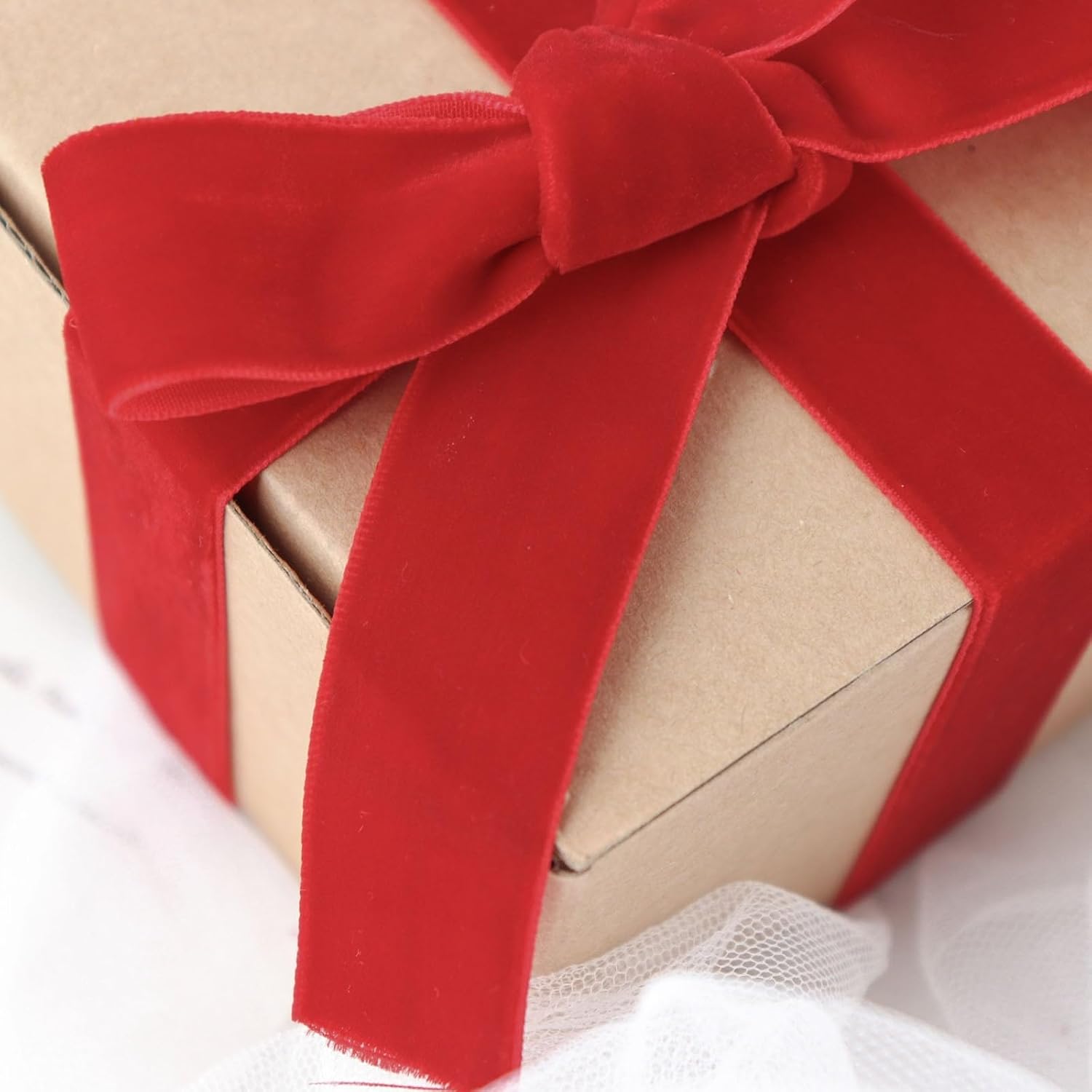 Efavormart – Bobina de cinta de terciopelo de una sola cara roja de 1 pulgada, suministros de manualidades, rollo de cinta de terciopelo y nailon