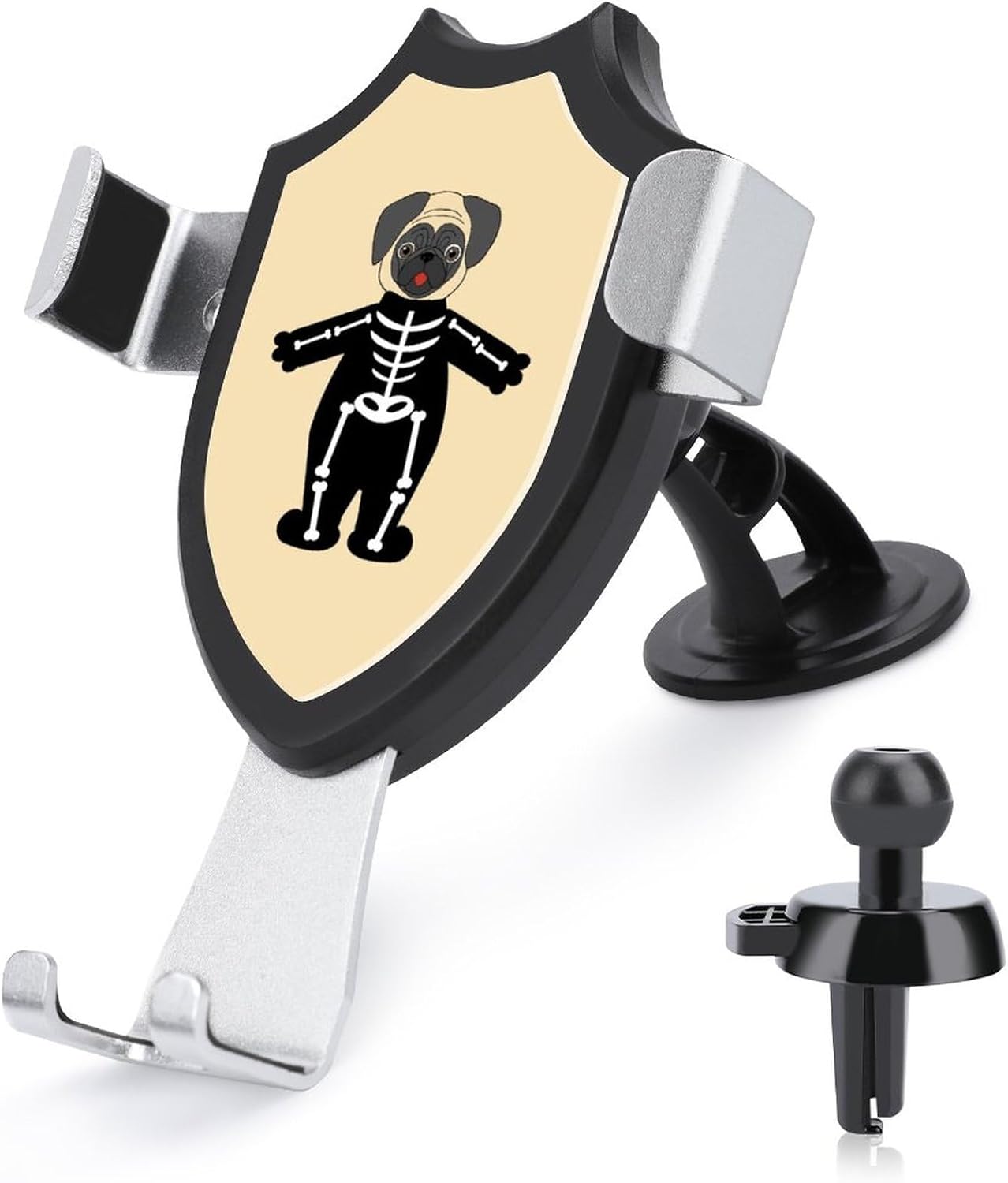 Soporte universal para teléfono de coche con diseño de carlino de Halloween, abrazadera de ventilación universal para tablero de instrumentos y