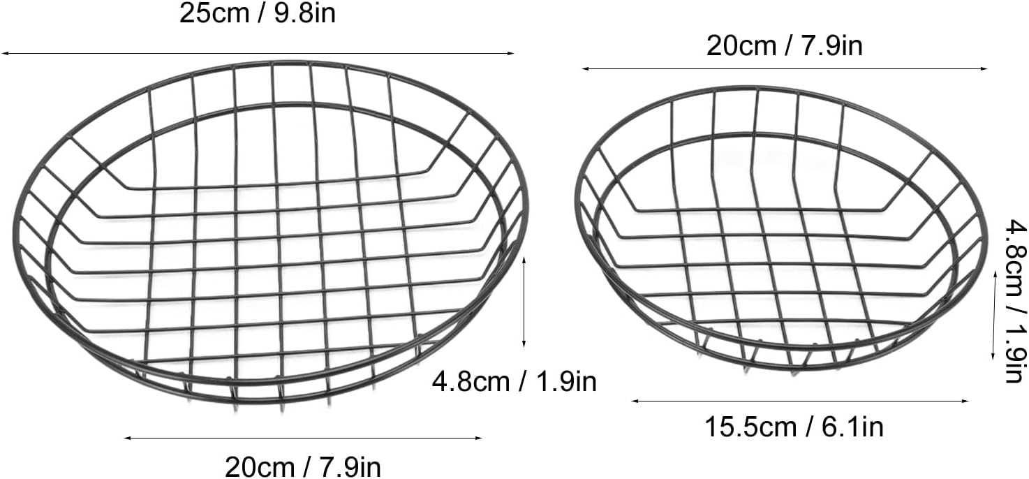 Juego de 2 cestas de acero inoxidable para papas fritas resistentes para aperitivos, bares, restaurantes, cestas de acero inoxidable (1)