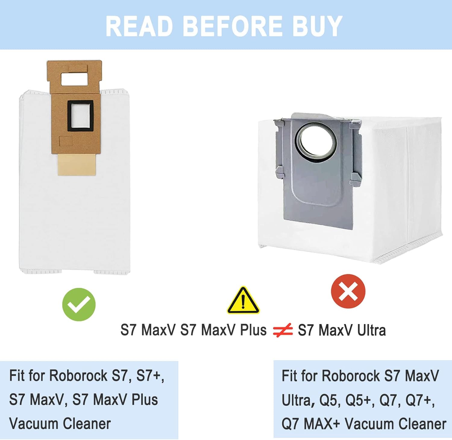 12 Pack S7 Dust Bags Replacement Fit for Xiaomi Roborock S7 Vacuum Cleaner Auto-Empty Dock, 3L Large Capacity Compatible with Roborock S7 S7+ Vacuum