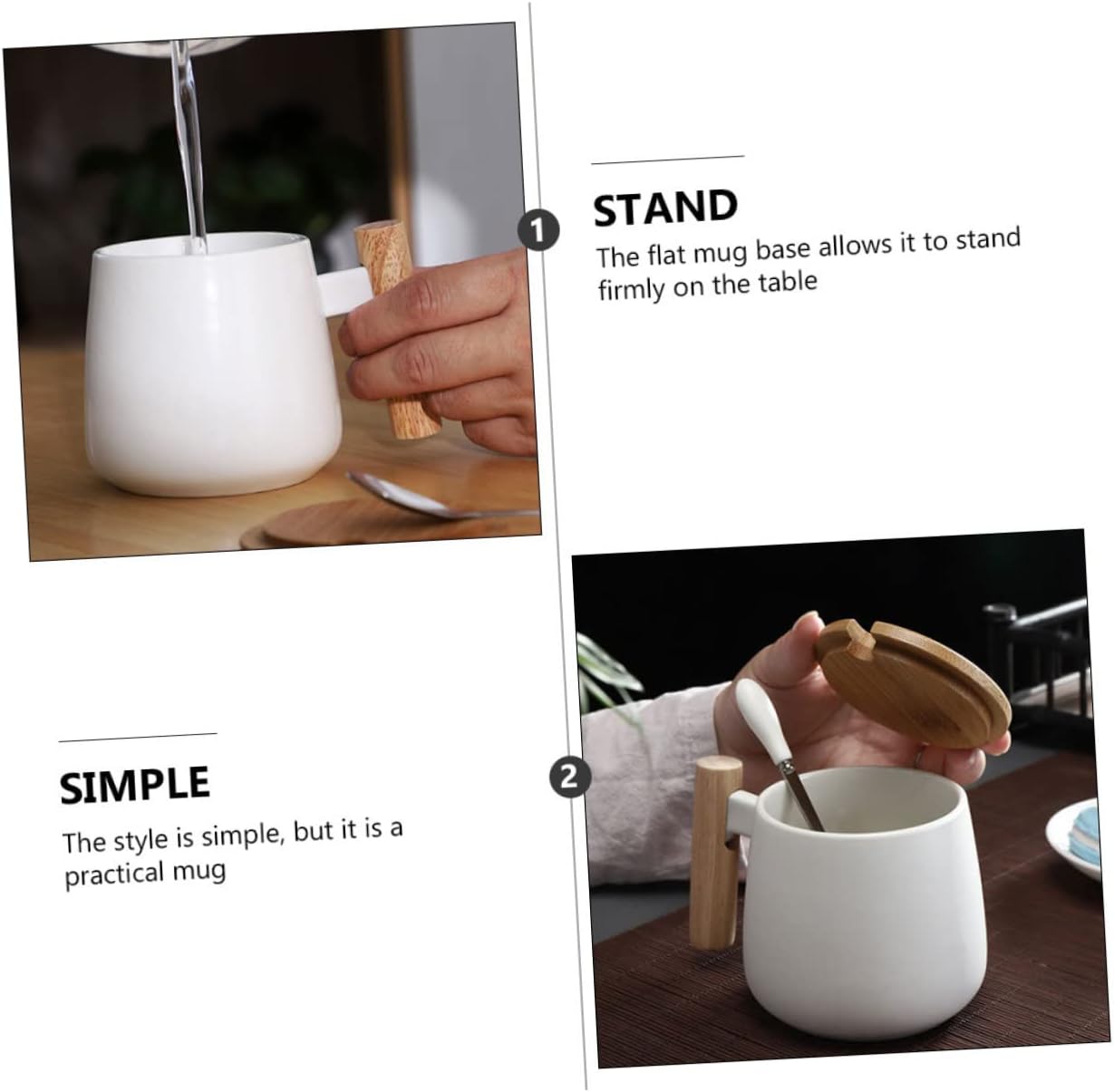 Abaodam 2 juegos de taza de leche con tapa, taza de cerámica para beber, taza de café expresso, tazas de té, tazas de té de la tarde, tazas de té