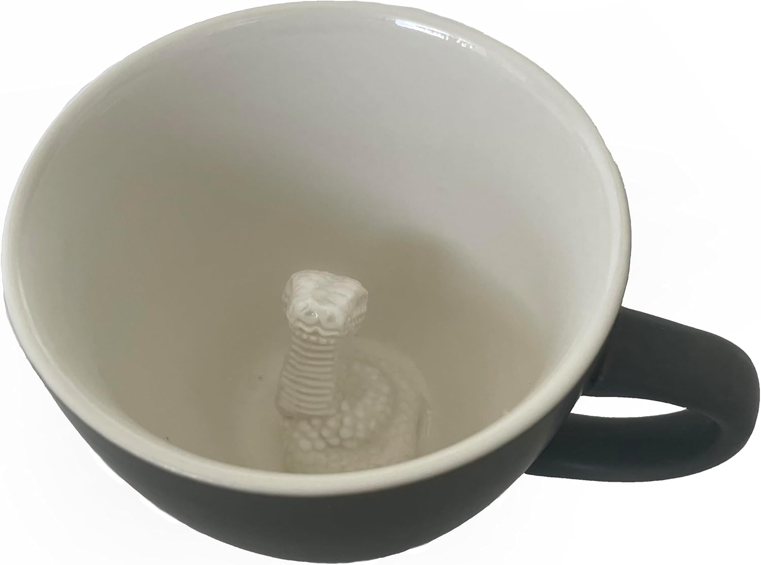 Creature Cups – Taza de cerámica SNAKE (11 onzas, exterior marrón oliva)  Taza de serpiente 3D oculta en el interior emerges mientras bebes, regalo