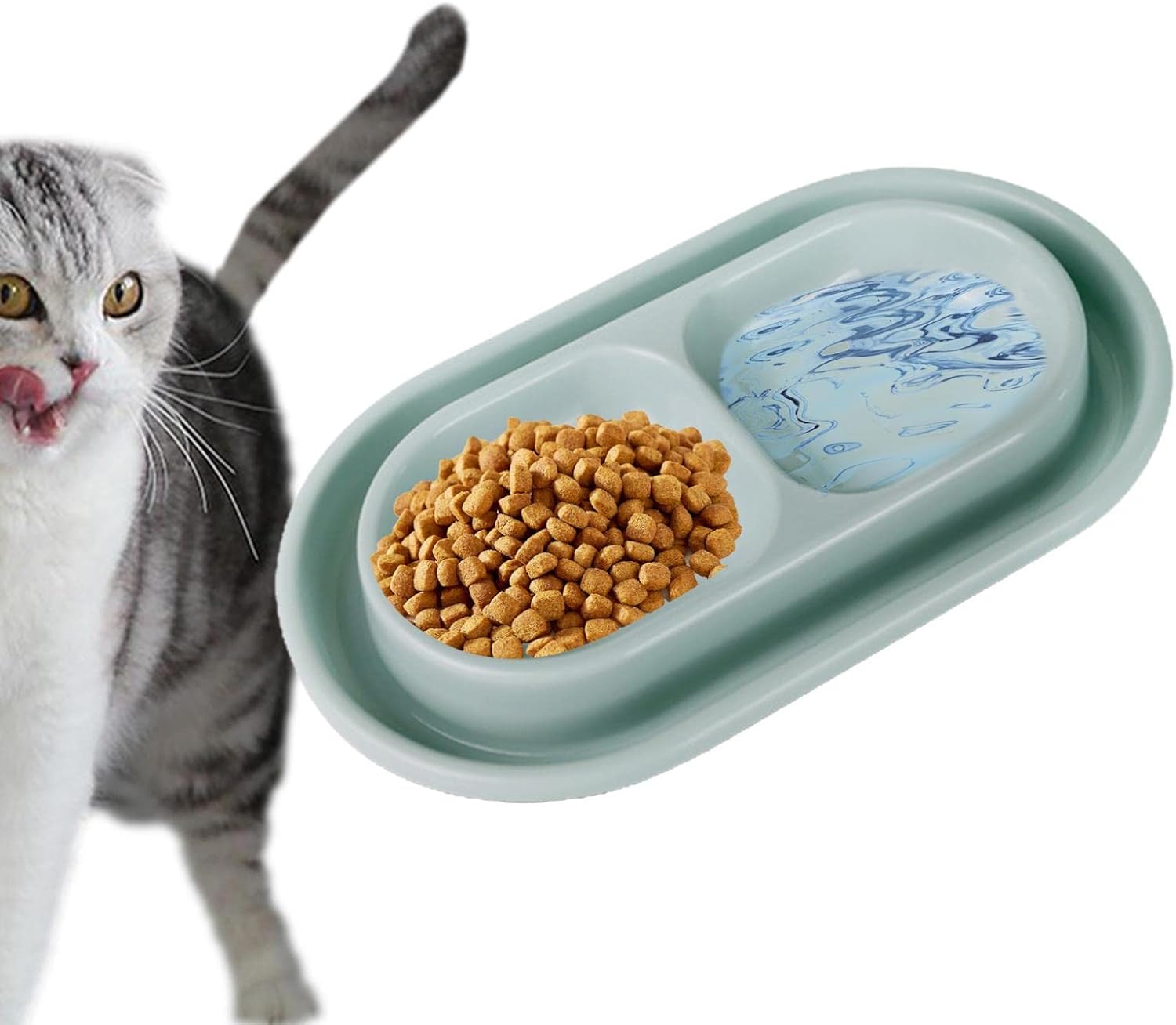 Baoblaze Juego de cuencos de comida y agua para gatos en el exterior, fácil de limpiar, doble tazón de comida para mascotas, juego de cuencos para