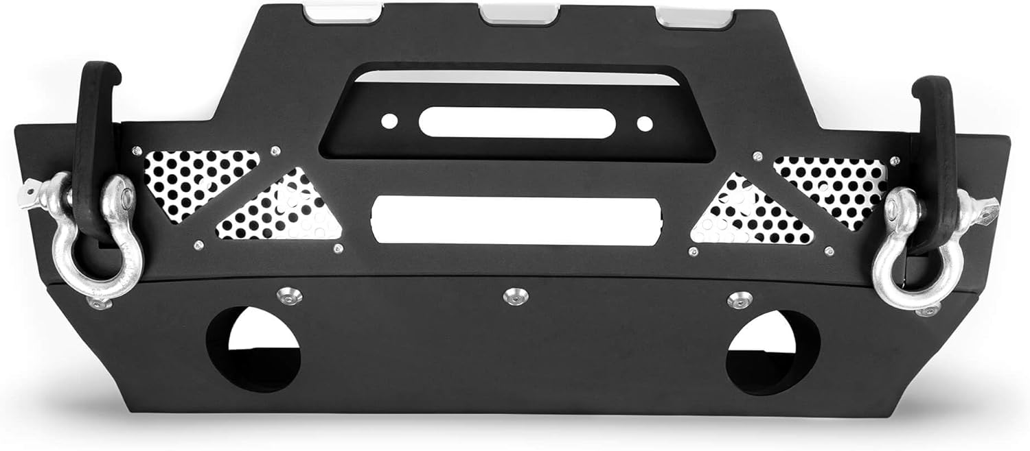 DV8 Offroad  FBJL-02  Parachoques delantero para Wrangler JL 18-22 y Gladiator JT 20-22  Perfil rechoncho  Capaz de cabrestante  Recortes