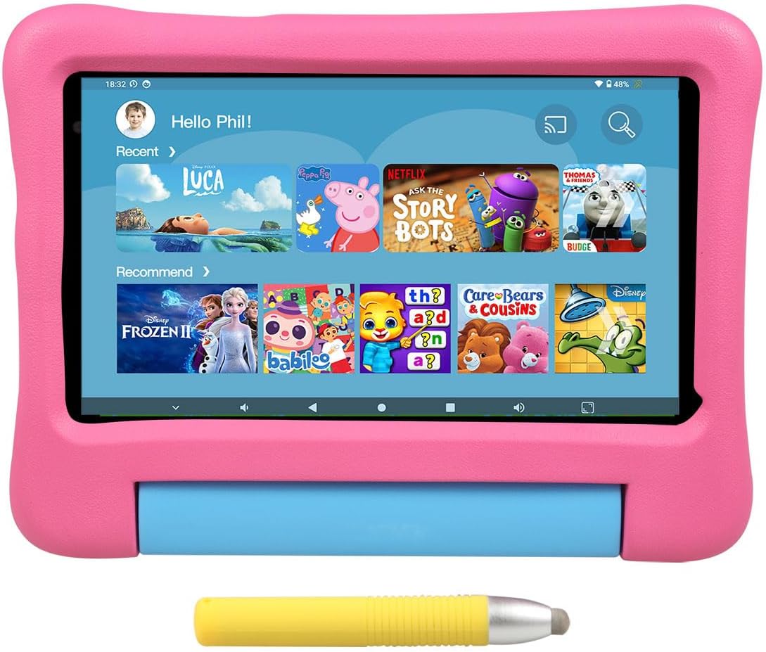 Tableta para niños, tabletas para niños pequeños, 7 pulgadas 5G WiFi 6 Android 12, pantalla IPS Full HD 1920×1200, 2GB RAM 32GB ROM, controles