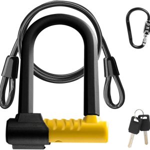 Cerradura antirrobo en U para bicicleta, con cable de seguridad de 4 a 5 pies de longitud, soporte de montaje, llaves, cerradura de combinación de 3 Cerradura antirrobo en U para bicicleta, con cable de seguridad de 4 a 5 pies de longitud, soporte de montaje, llaves, cerradura de combinación de 3