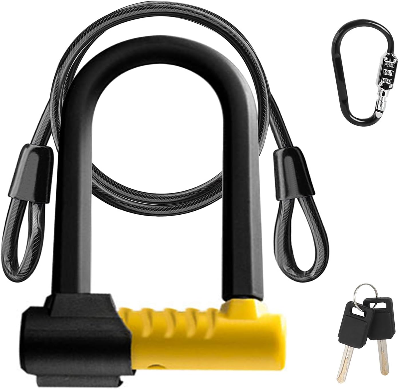 Cerradura antirrobo en U para bicicleta, con cable de seguridad de 4 a 5 pies de longitud, soporte de montaje, llaves, cerradura de combinación de 3