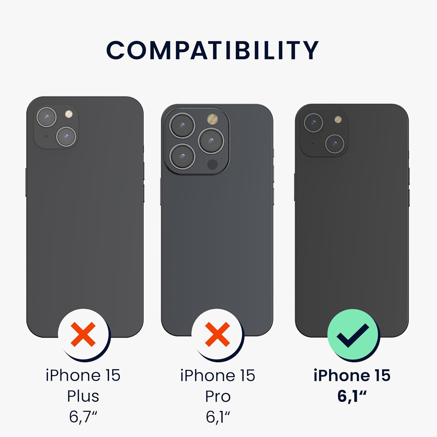 kwmobile Juego de fundas transparentes 5 en 1 compatibles con iPhone 15, incluye protectores de pantalla y cámara, transparente