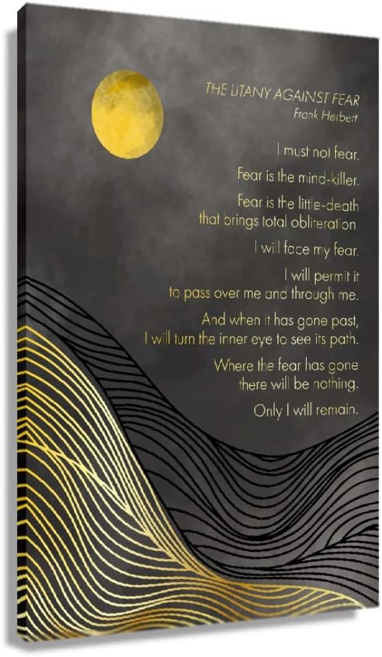 Litany Against Fear de Frank Herbert – Póster decorativo para habitación de baño, decoración de lienzo para dormitorio, arte de pared, arte moderno
