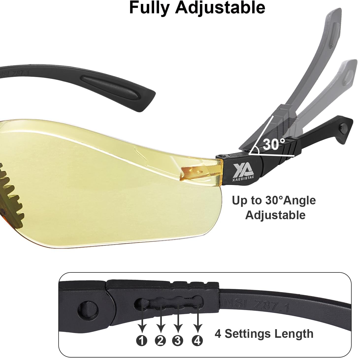 xaegistac Shooting Glasses Anti-fog Shooting Range Eye Protection, Adjustable Safety Glasses with Zipper Hard Case