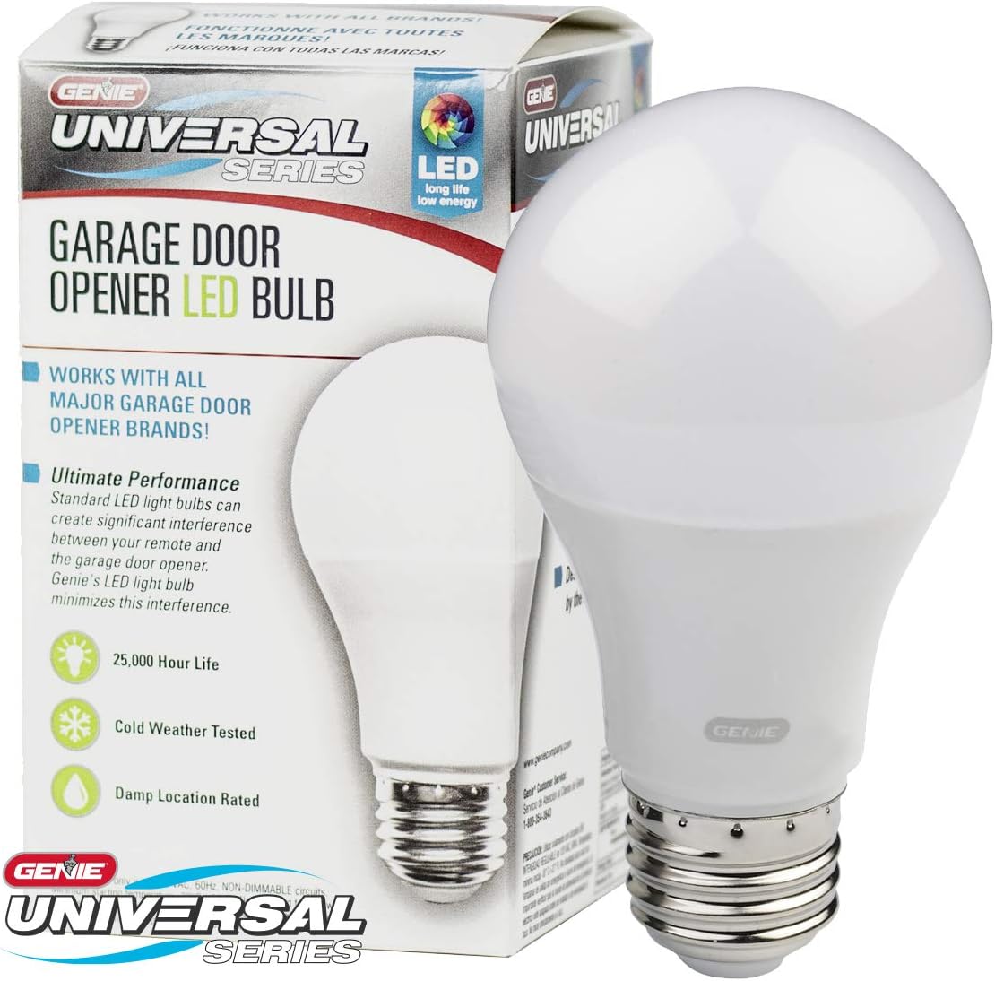 Genie Abridor de puerta de garaje Bombilla LED Modelo GLEDB2-R, blanco – 4000K, compatible con radiofrecuencia