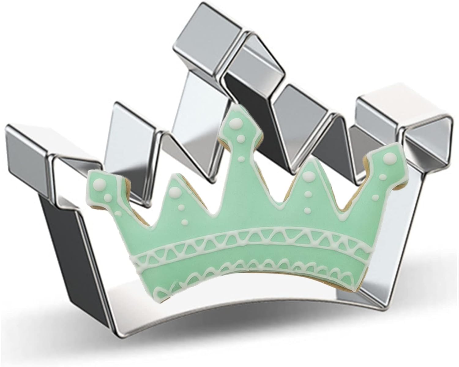 Cortador de galletas en forma de corona de gran tamaño, cortador de galletas de acero inoxidable para reinareypríncipeprincesa, 4.4 pulgadas (modelo