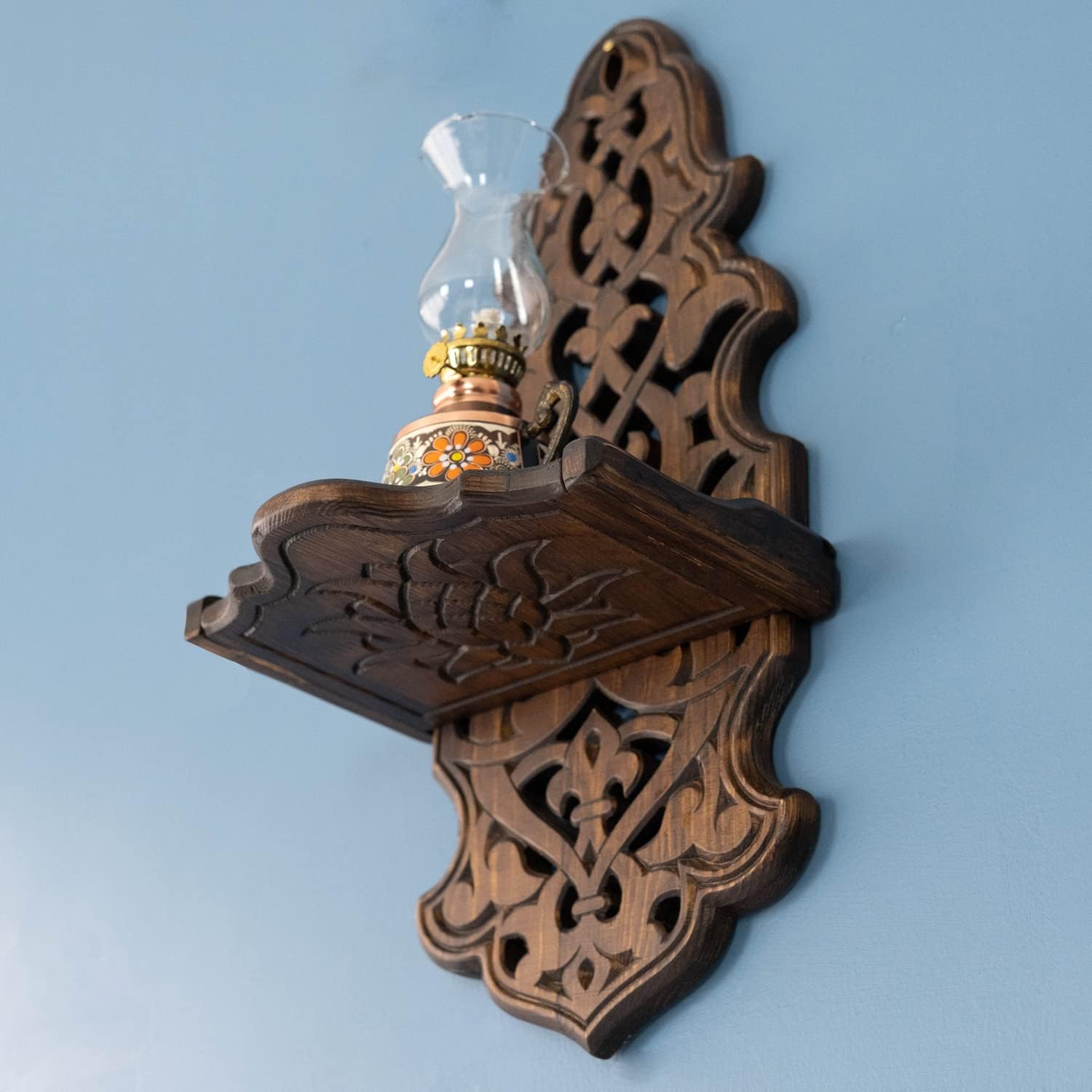 Candelabros rústicos para colgar en la pared, estante de madera para lámparas y velas, portavelas, estantes de granja