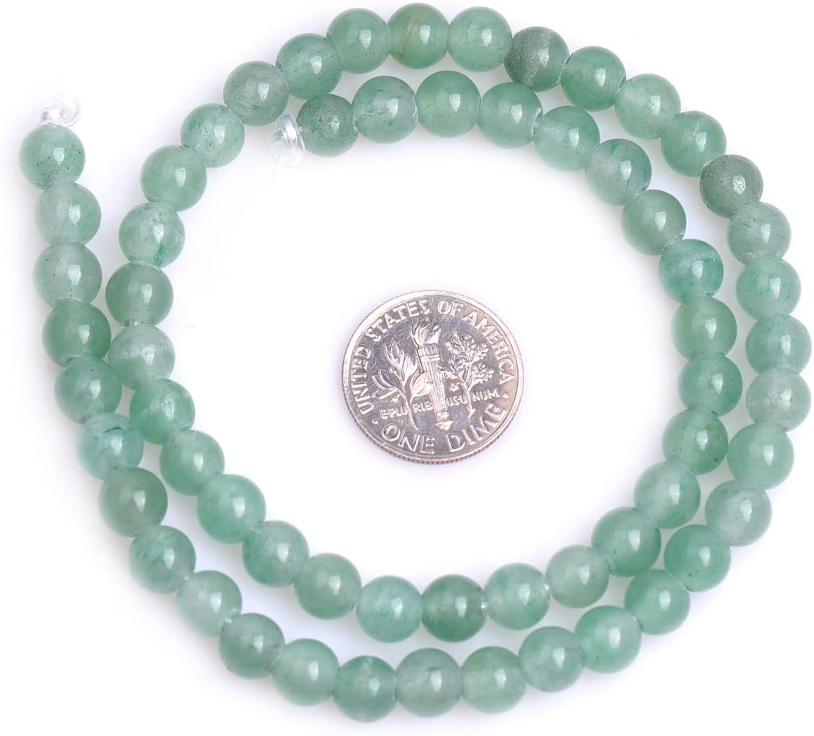 JOE FOREMAN Cuentas sueltas semipreciosas redondas de jade de aventurina verde de 0.079 in con agujero grande de 0.236 in para hacer joyas, hebras