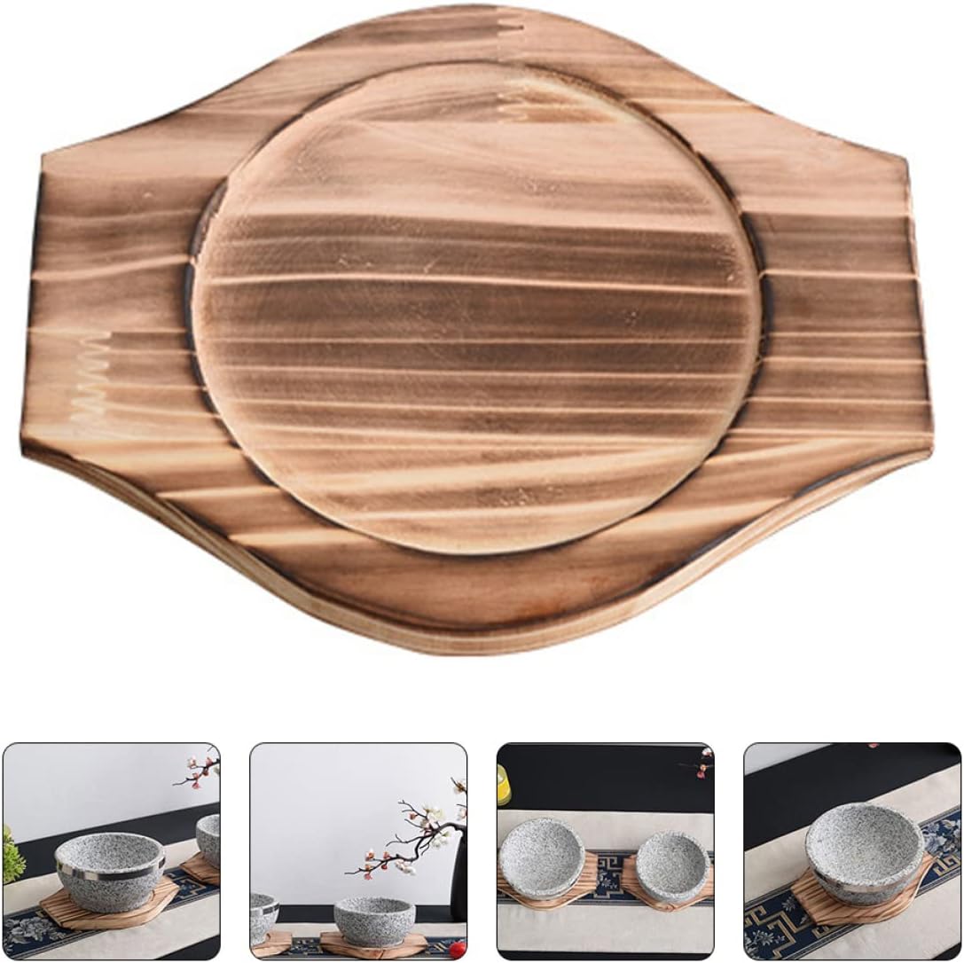 BESTonZON Bandeja decorativa, bandeja decorativa, soporte de escritorio, 2 piezas de salvamanteles de madera para cuenco base de madera, cuenco