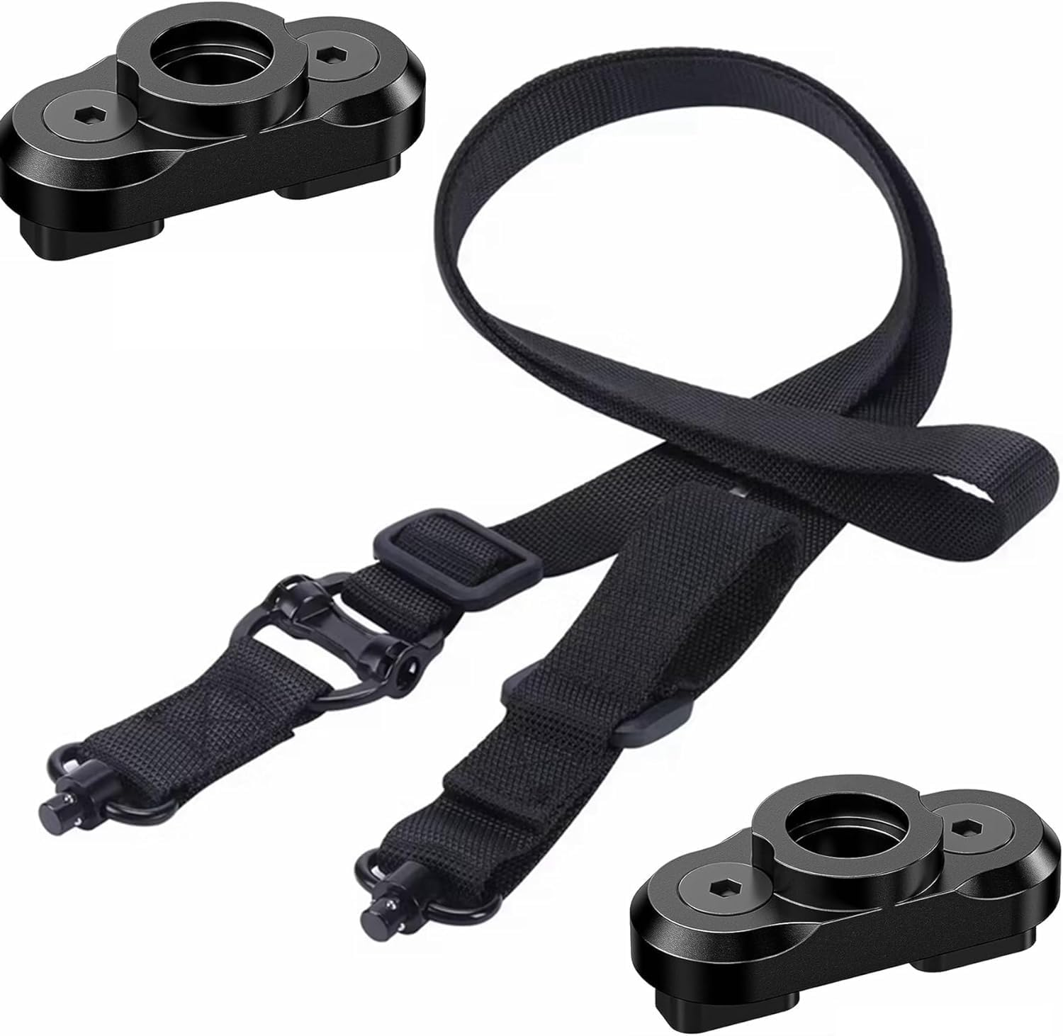 Eslinga de dos puntos y tradicional de 2 puntos de ajuste rápido con QD Sling Swivel para Caza Negro