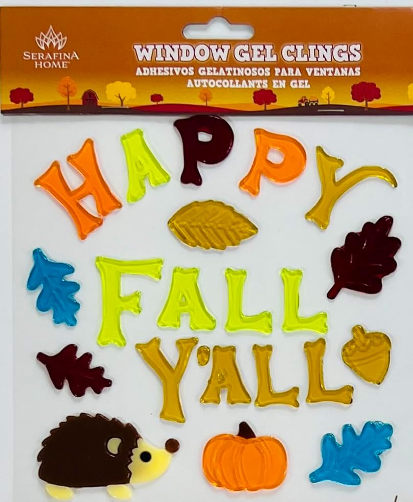 Calcomanías de ventana de otoño bellotas de otoño, cosecha, hojas de manzana, decoraciones de gel de Acción de Gracias para el hogar, oficina,