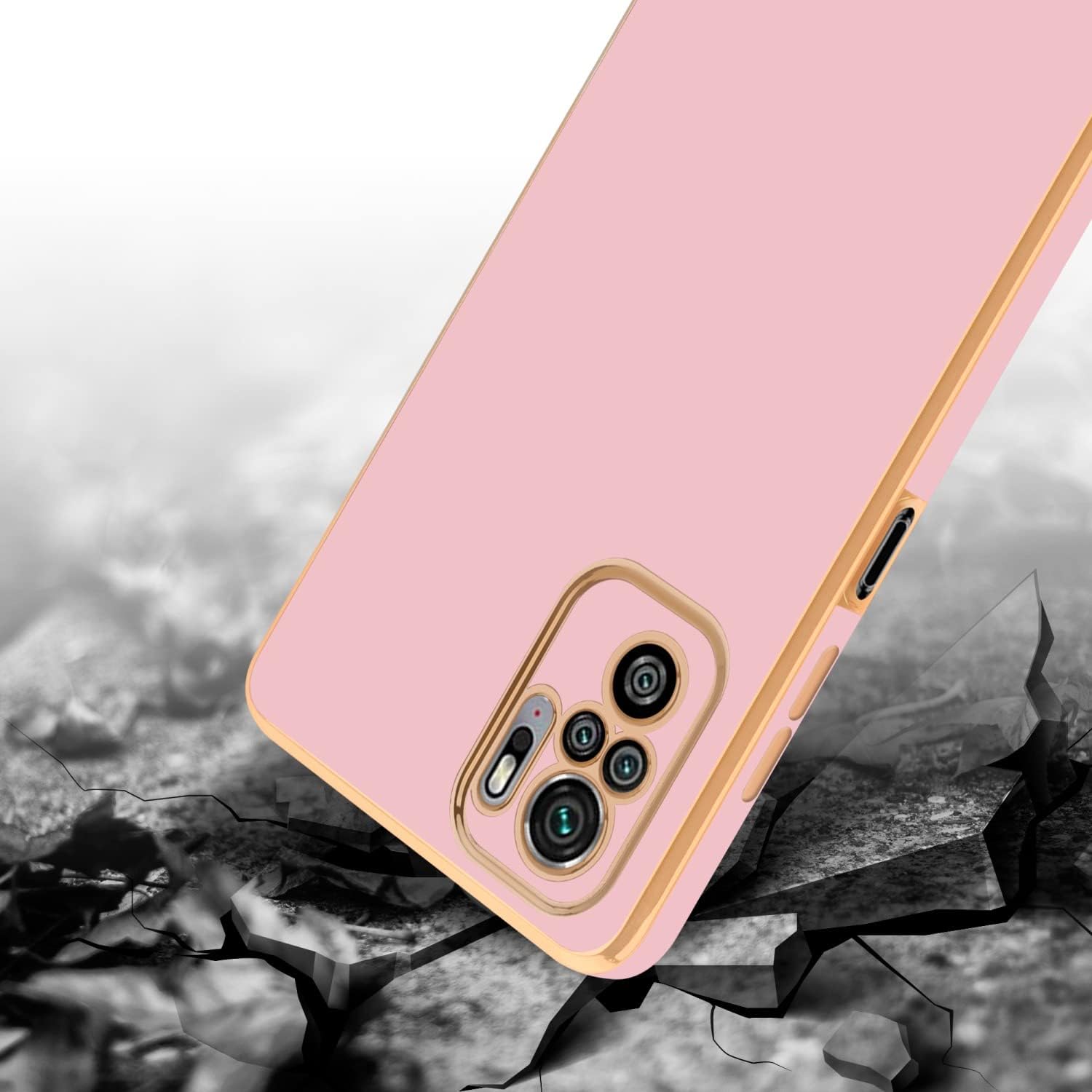 Funda compatible con Xiaomi RedMi Note 10 4GRedMi Note 10S en rosa brillante – Oro – Funda protectora hecha de silicona TPU flexible y con