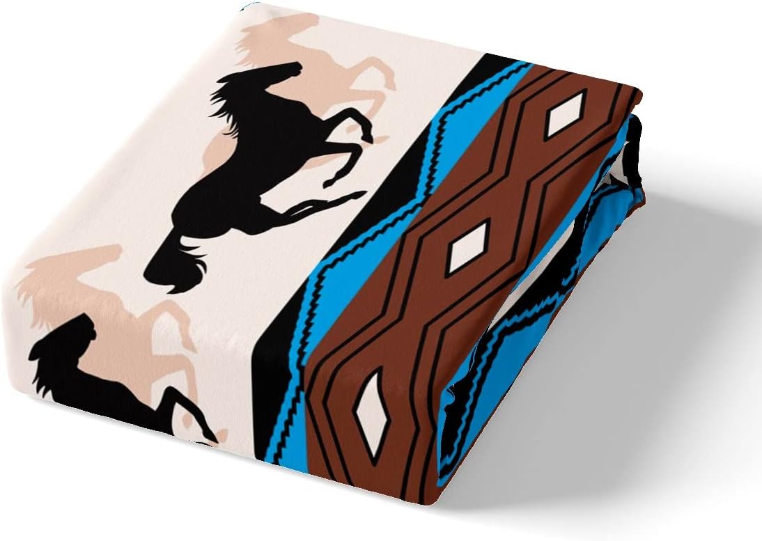 Juego de ropa de cama rústica del oeste, funda de edredón de caballo, vaquera, vaquera, azteca, nativo americano, para niños y niñas, decoración de