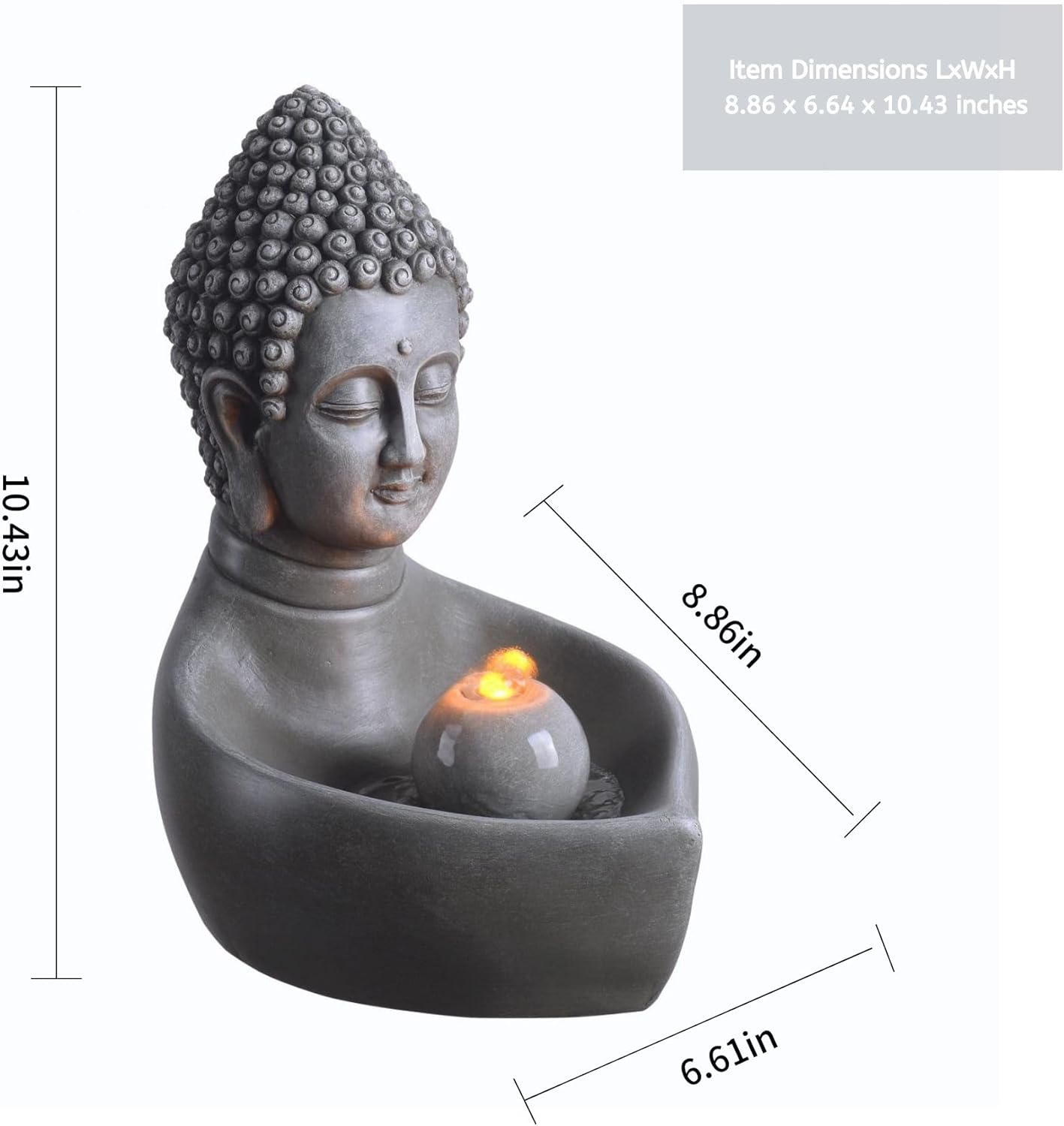 Fuente interior cascada de mesa Buda Fuente Zen Mini cascada para espacios interiores Luz LED cálida para decoración tranquila del hogar (23082)