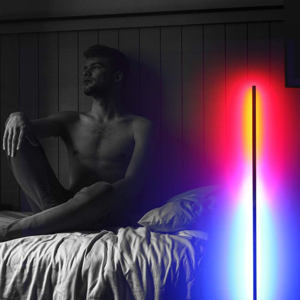 Lámpara de esquina LED RGB de 72 pulgadas, lámpara de pie de esquina, iluminación de estado de ánimo, luz alta con aplicación Bluetooth,