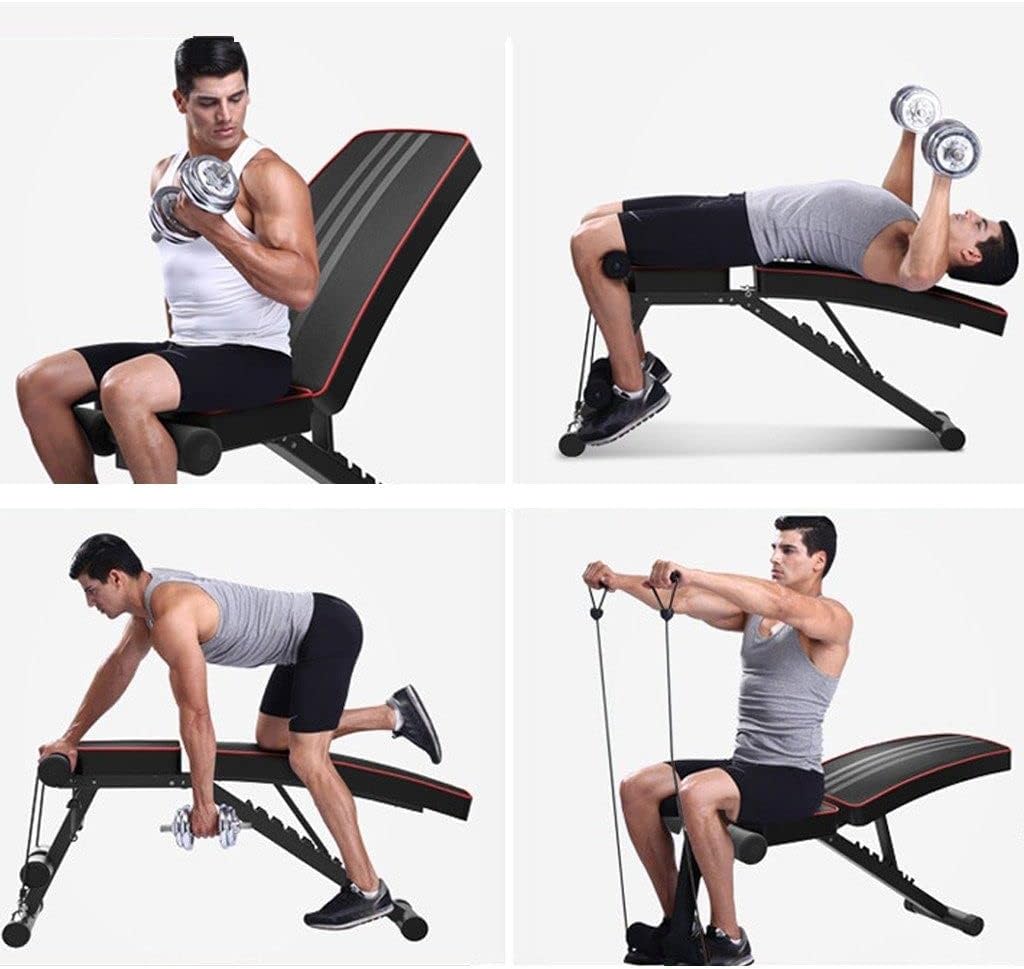 Banco de pesas, banco de entrenamiento de fuerza ajustable para entrenamiento de cuerpo completo, plegado rápido, inclinacióndeclinación, banco de