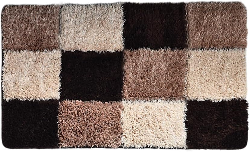 vaxidow Alfombra retro a cuadros bohemia para baño, gruesa, peluda, antideslizante, vintage, ultra suave, absorbente de agua, para dormitorio, sala