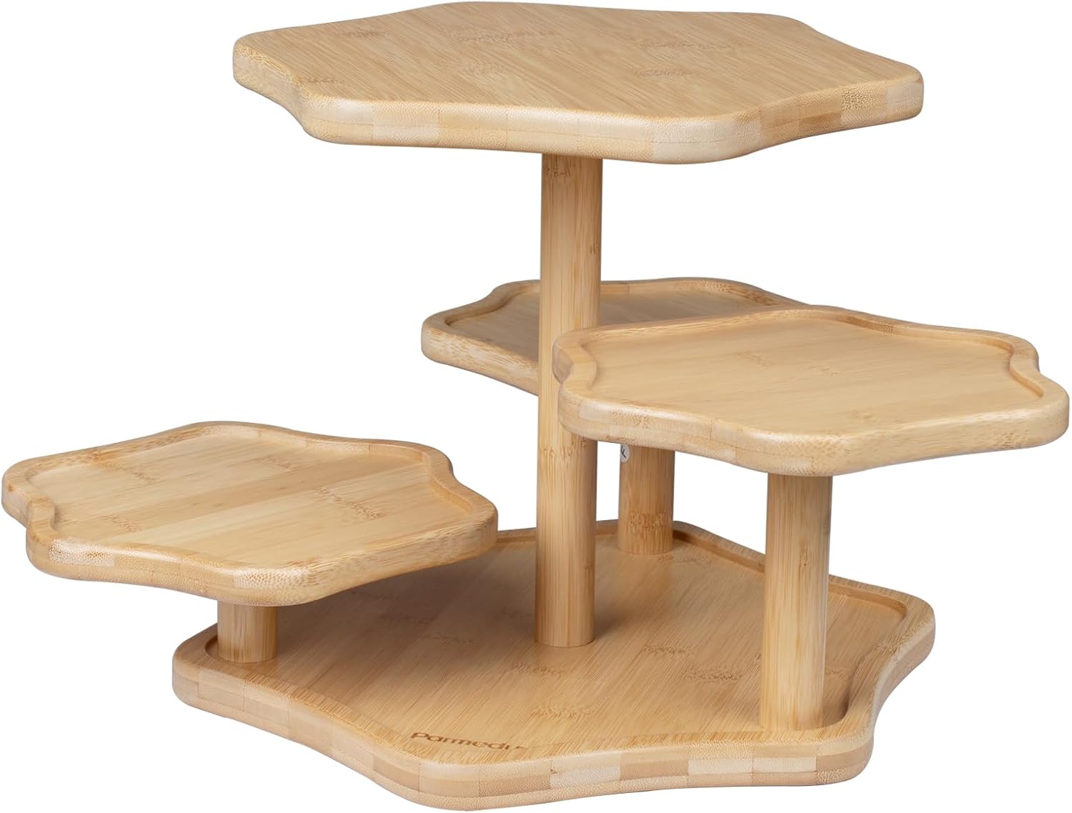 Soporte de torre de bambú de 5 niveles para 50 cupcakes, soporte de madera para pasteles en forma de nube, decoración de bandeja escalonada, soporte
