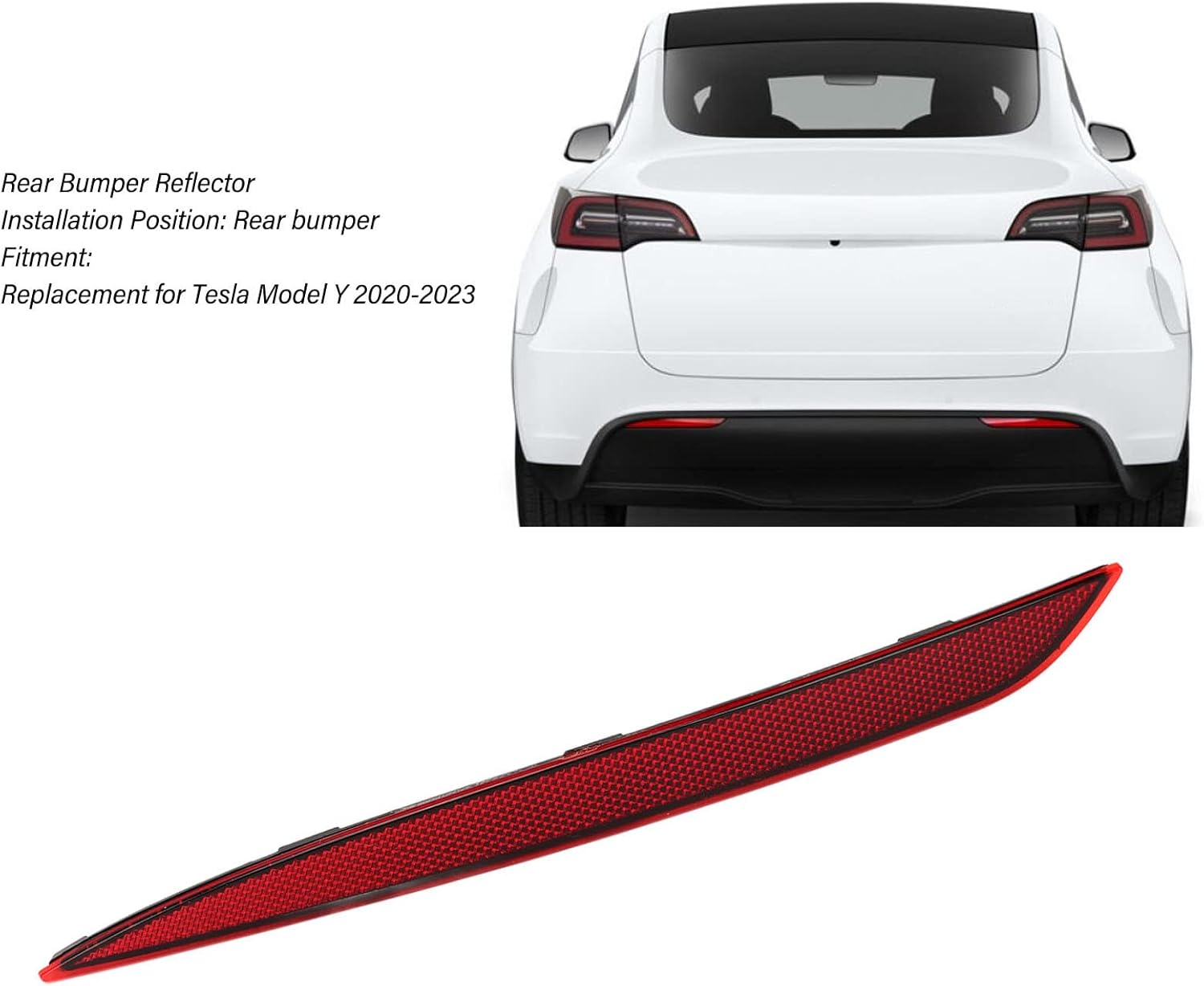 Reflector de parachoques trasero para Tesla Modelo Y 2020 a 2023, lente roja, luz reflectora trasera de automóvil, repuesto de luces de parachoques