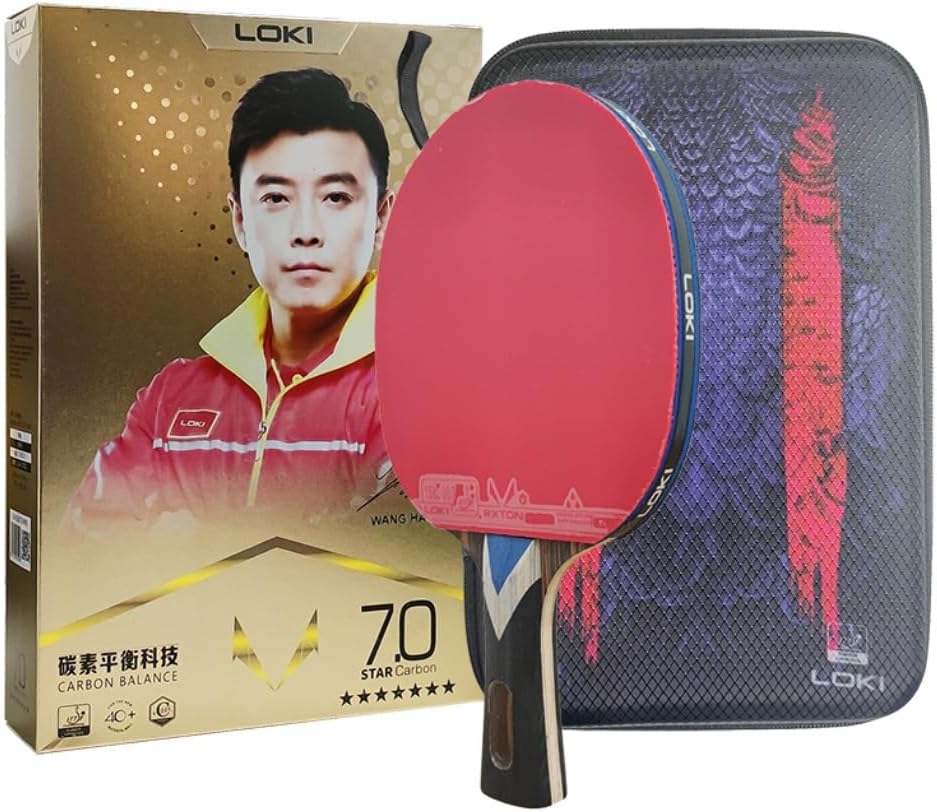 Loki – Raqueta de tenis de mesa de 7 estrellas profesional, ofensiva, goma adhesiva aprobada por la ITTF, 5 madera + 2 cuchillas de carbono