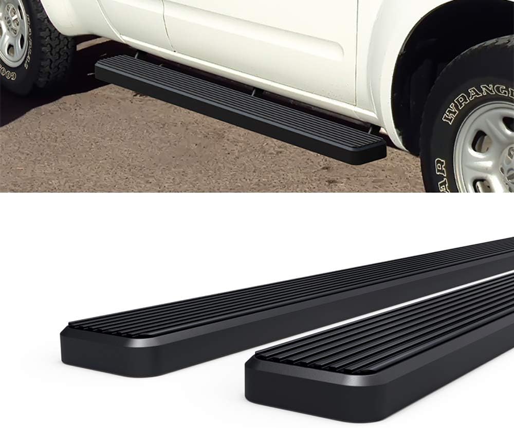HD Ridez Estribo de acero inoxidable de 5 pulgadas, color negro, compatible con Nissan Frontier King Cab 2005-2024 y Suzuki Equator 2005-2012 Extra