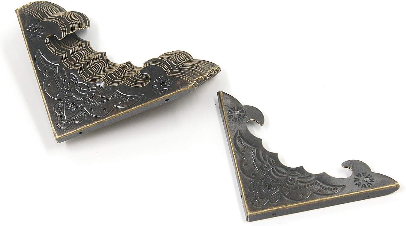 Mcredy – Protector de esquina para caja de metal, protectores de esquina decorativos con tornillos de montaje, soporte de esquina en tono bronce,