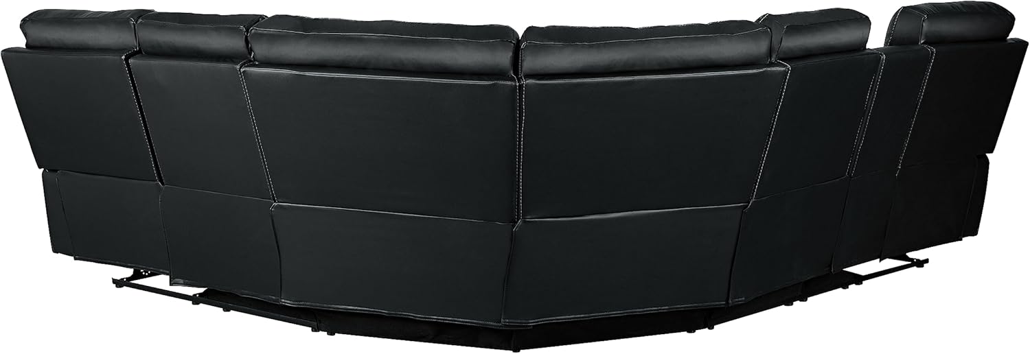 Juego de sofá seccional simétrico de PU, moderno, almacenamiento oculto, sofá esquinero reclinable manual con consola central y portavasos para sala