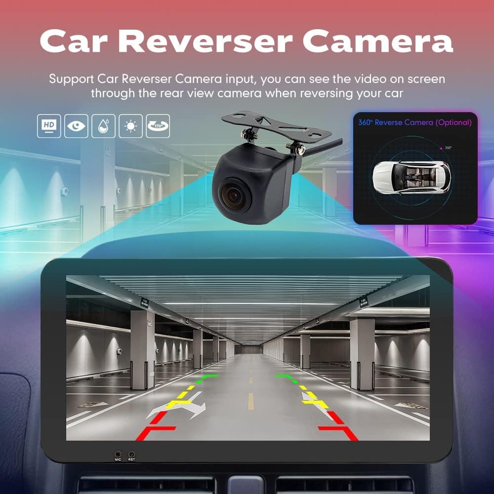 Kunfine Coche CarPlay Android Navegación Automática Estéreo GPS Radio Reverse Cámara Pantalla 10.33 “QLED Pantalla Táctil Headunit Tablet Pad Media